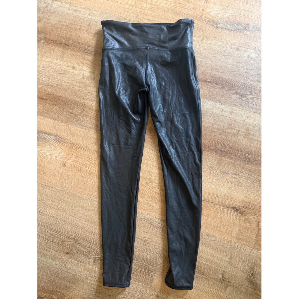 Spanx Faux Leather Leggings Very Black High Waisted Shaping Large - Picture 5 of 5